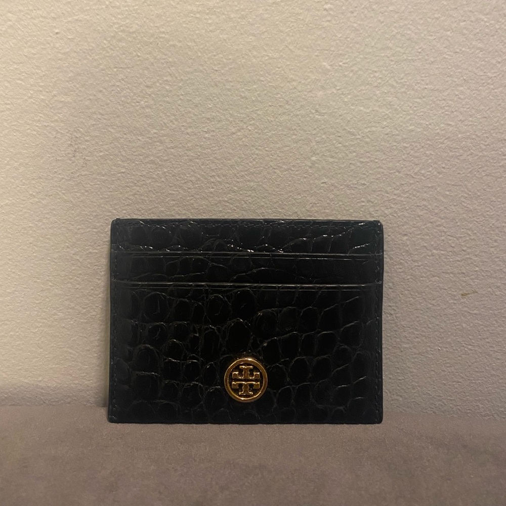 Tory Burch Croc Embossed Card Case
